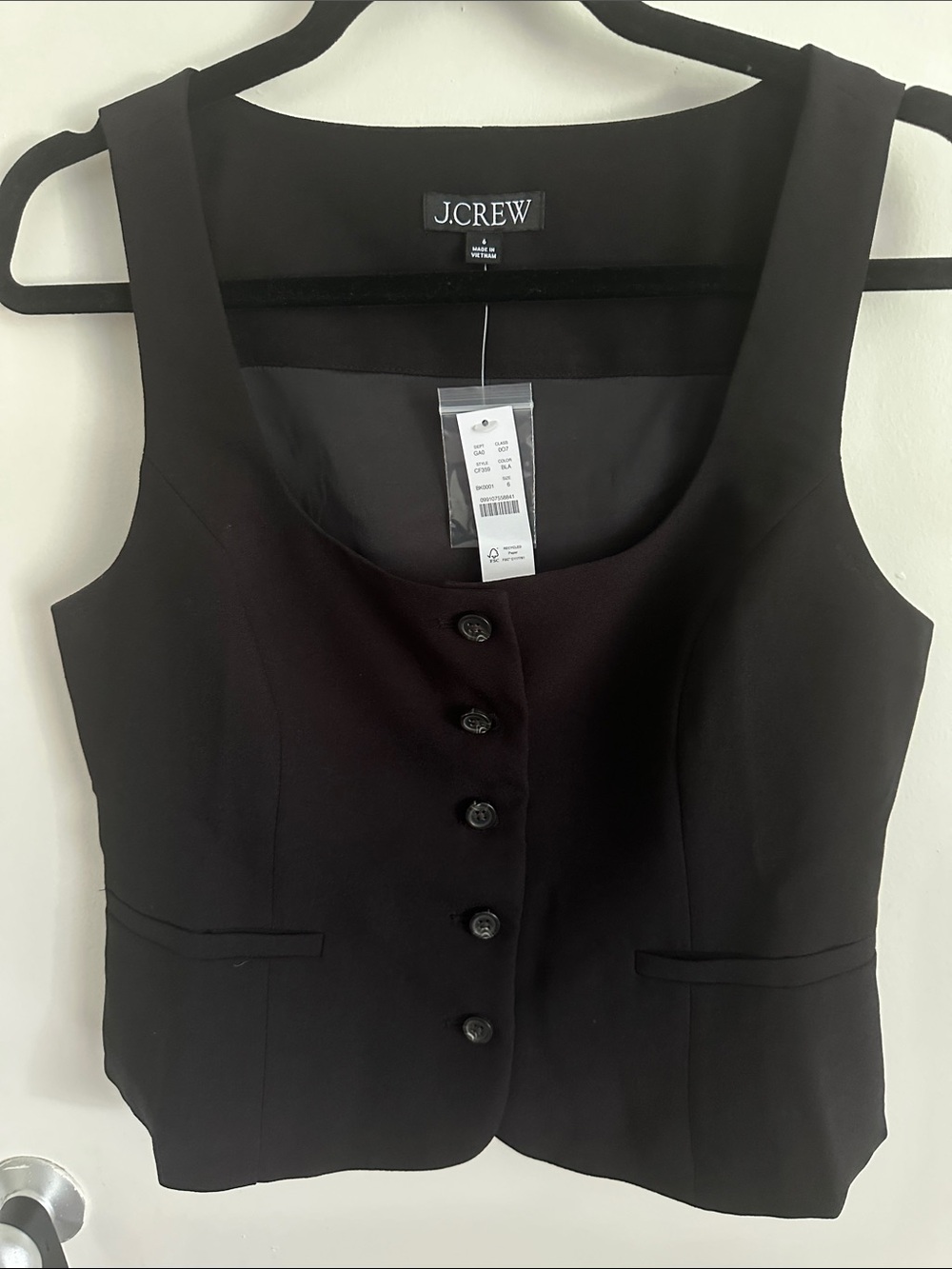 J.Crew Black Structured Button Vest